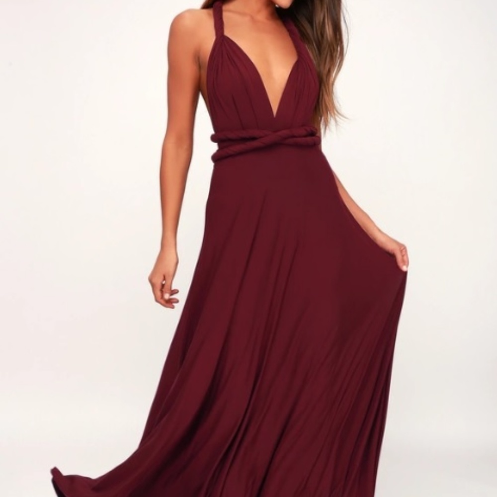 Lulus Tricks of the Trade Burgundy Maxi Dress